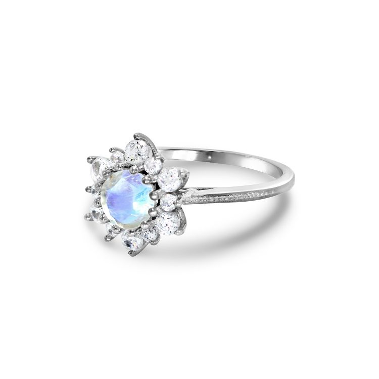 moonstone ring luxury shining rainbow moonstone flower zircons ring fine jewelry sterling silver gemstone gem june birthstone gift for her elvish
